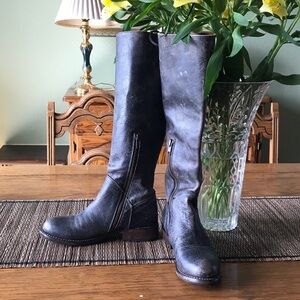 BED|STU Distressed Black Brown Leather Knee-High Boots  Like New